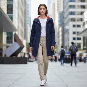 Tommy Hilfiger Navy Blue Spring Trench Coat with Hood - SIze 4